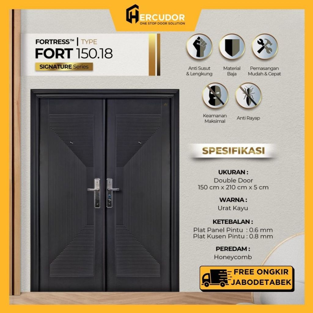 FORTRESS SIGNATURE DD - Pintu Baja Fortress DOUBLE 150x210 - Pintu Double Pintu Utama Premium