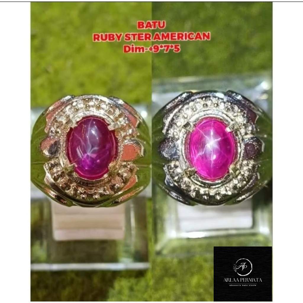 cincin batu Ruby American ster pink