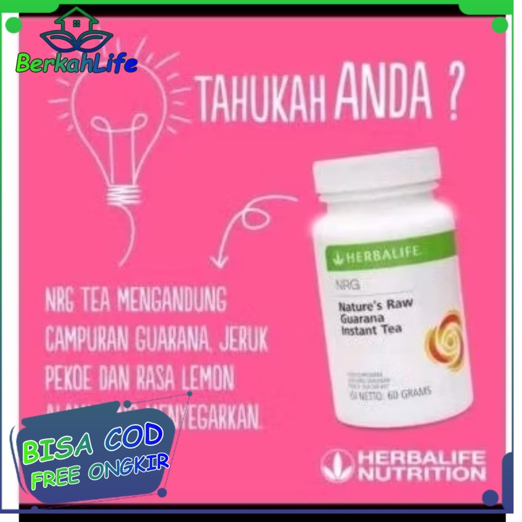 Teh Herbal NRG Nature's Raw Guarana Instant Tea F1 Shake Pelangsing Energy nrg herbalife ed 2028 Min