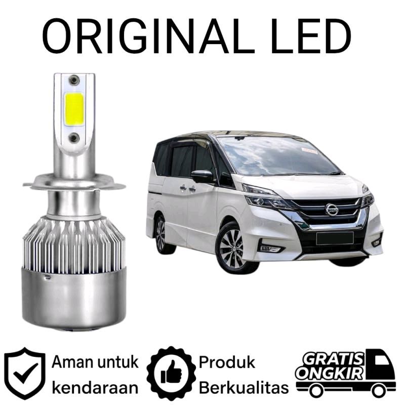 AM 2pcs Lampu Utama Jauh LED H9 COB Mobil Nissan Serena C27