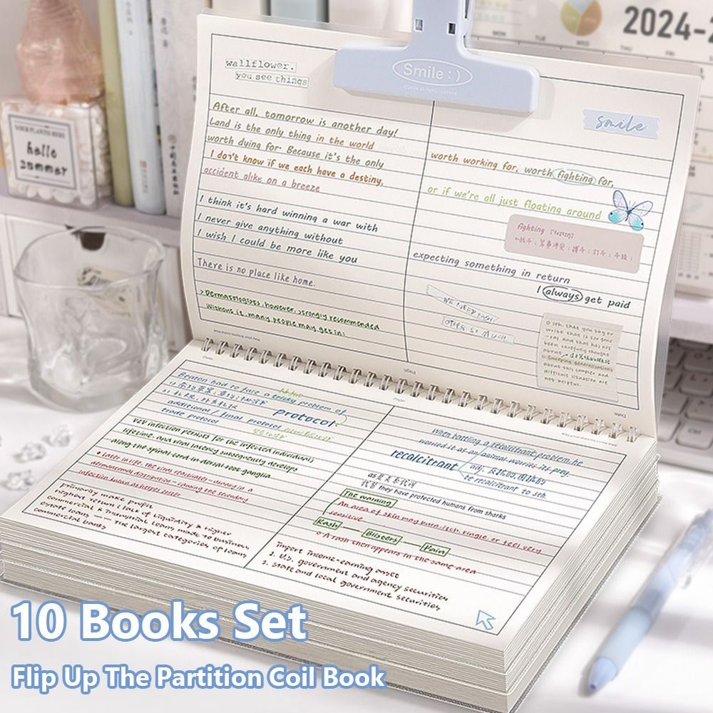 Portable Multi-functional Thicken Paper Coil Notebook Grid/Horizontal Lines Partition Design Writing