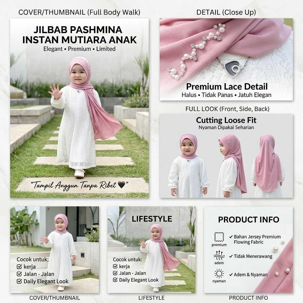 Jilbab Pashmina - JILBAB PASHMINA INSTAN  MUTIARA ANAK | JILBAB PASHMINA INSTAN JERSEY ANAK PEARLY