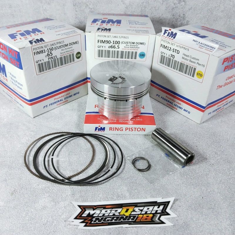 Piston FIM12 diameter 70 -71- 72 custom dome pen pin 15 marqsah