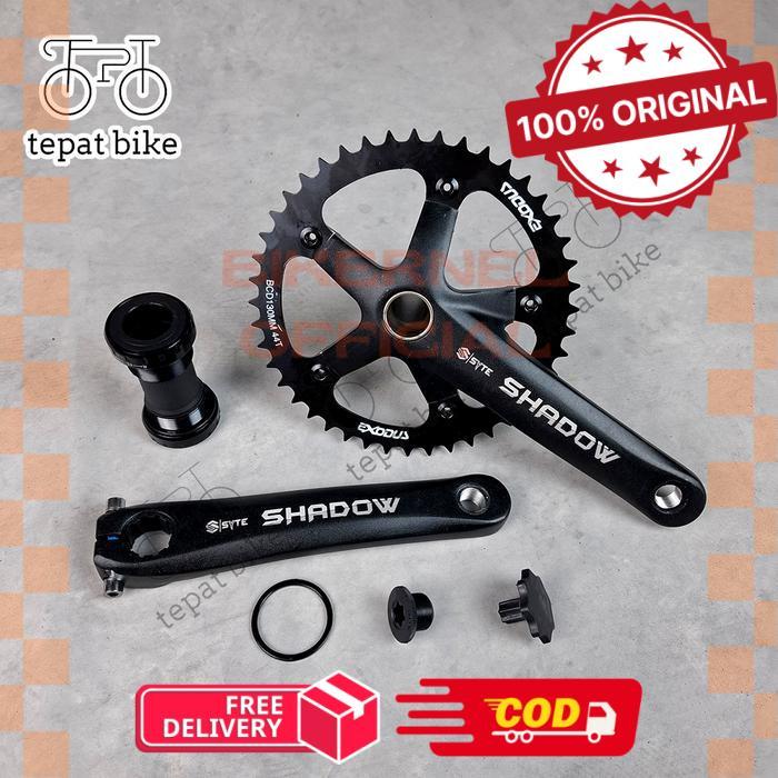 Crank Single Hollowtech 2 44T Syte Shadow Nimbuzz Exodus BCD 130mm Fix Gear Fixie BMX + BB HT2 HT-2 