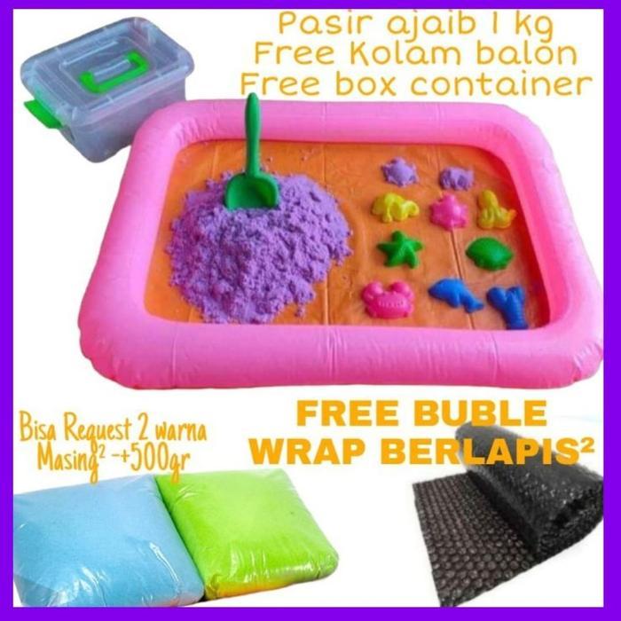Promo pasir mainan anak 1 kg reffil satu set + pasir ajaib - satu set pasir, pasir ungu