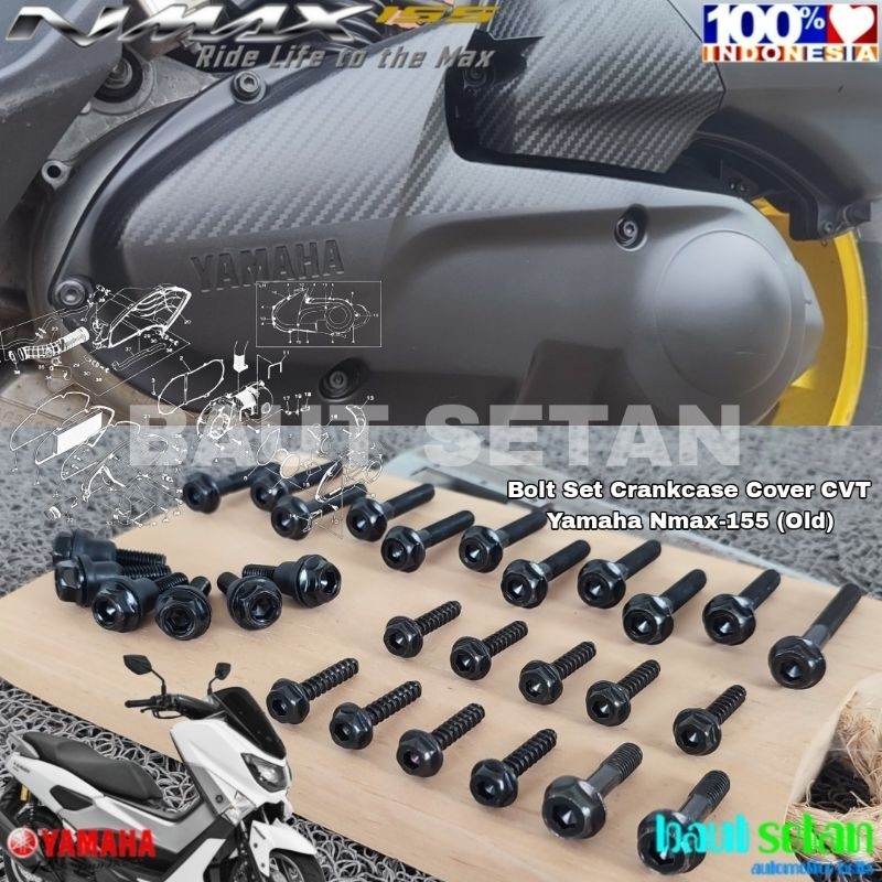 Baut Full Set Kirian Blok CVT Yamaha Nmax Old Black