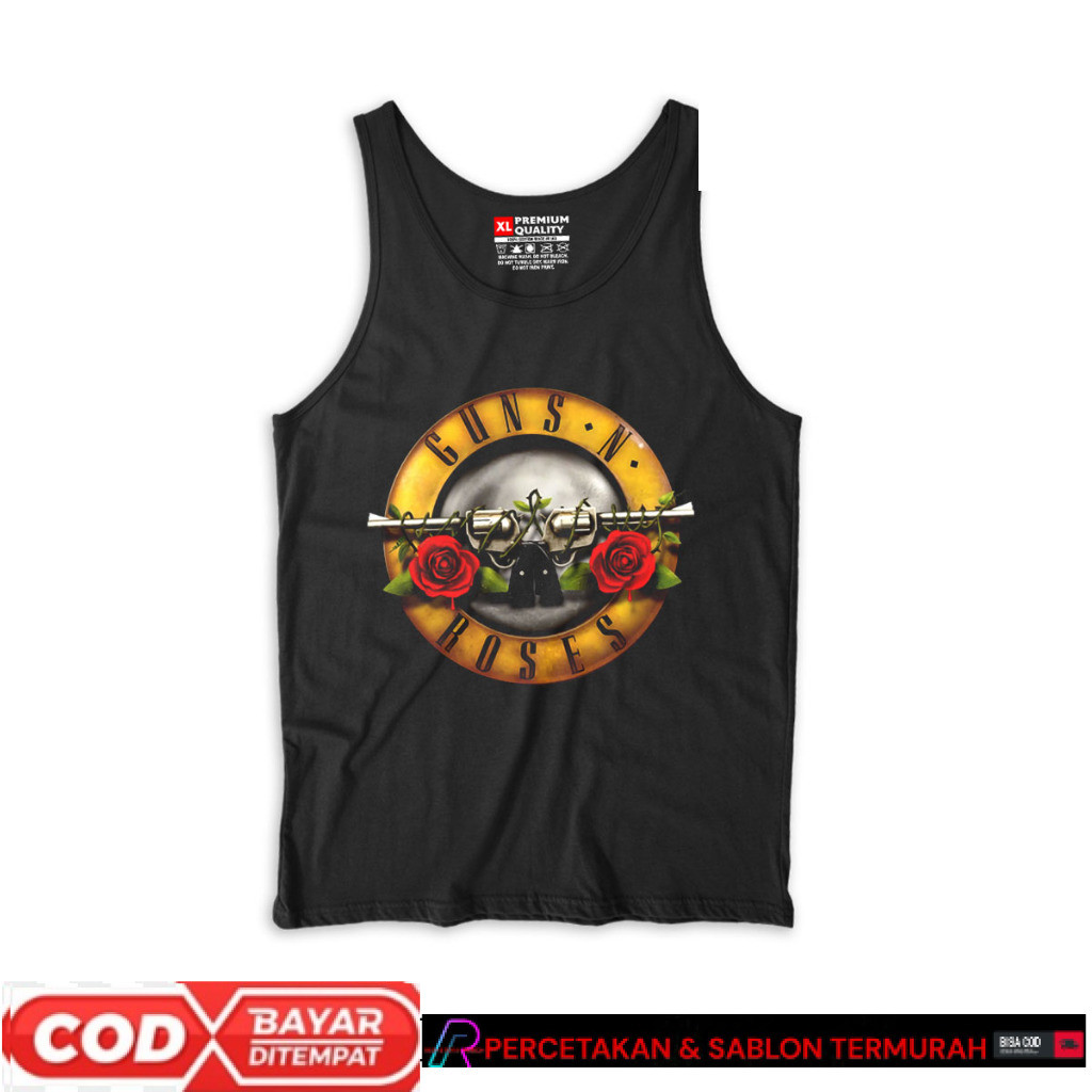 REDSTOREMERCH  Kaos Lekbong Singlet Guns N Roses | Kaos oblong Distro GNR Bahan Katun Combad 24s Teb