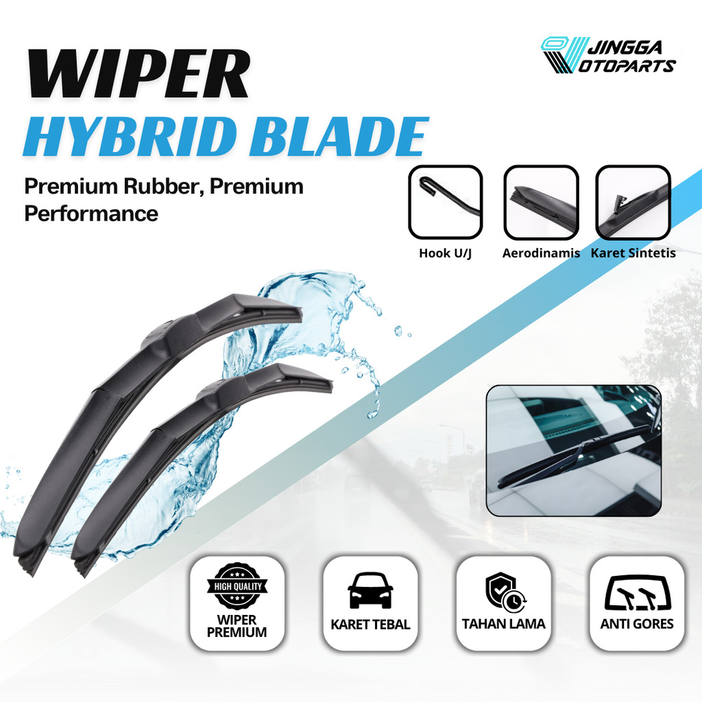 Wiper Hybrid Blade Universal 1 Set Kiri dan Kanan Semua Tipe Mobil U301