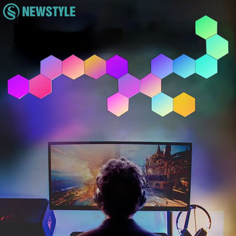 RGB Hexagonal Quantum Lamp LED Smart Wall Light Panels APP Remote Control Ambient Night Light Y Shap