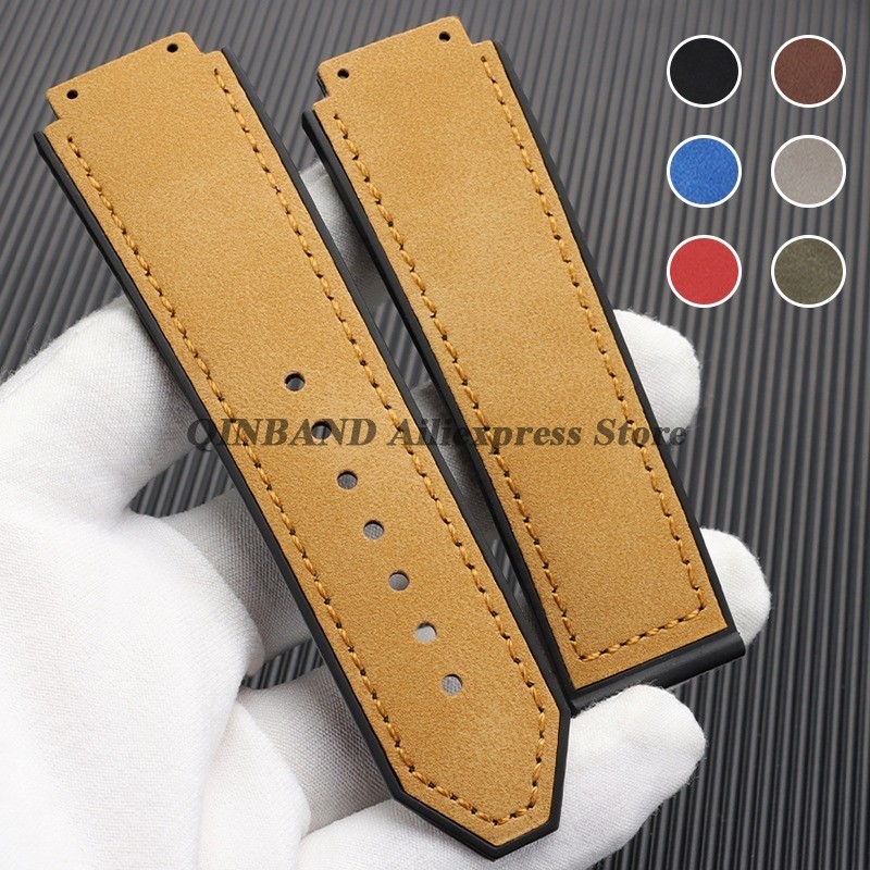 for Hublot BIG BANG Classic Fashion Matte Leather Strap Fashion Men's 19mmX26mm Soft Rubber Watband 