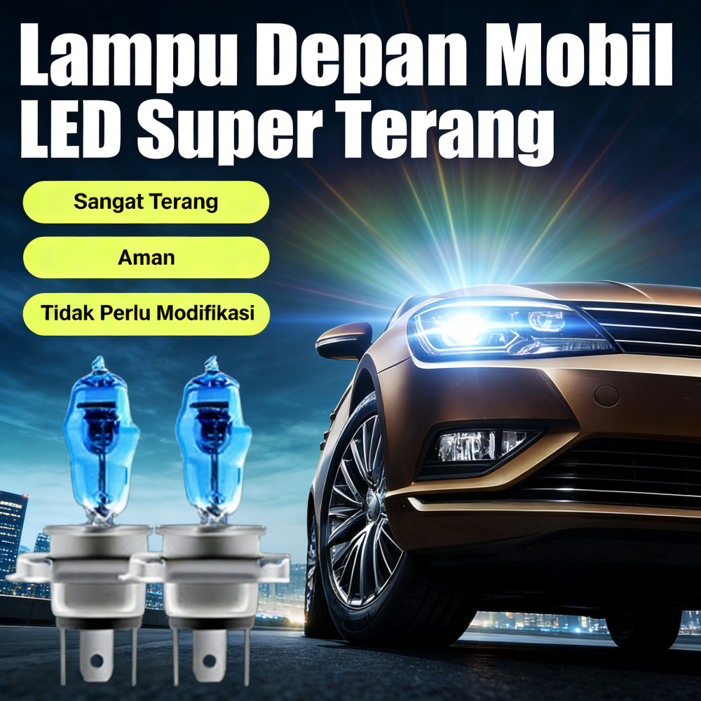 Warna Putih Mobil H4 100w Halogen Lampu 2PCS Depan Fog Led Mobil Untuk Lampu