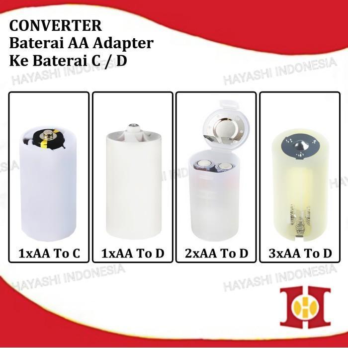 Converter Konverter Baterai 2 3 Pcs AA To D Batere Kecil A2 Ke Besar H1215