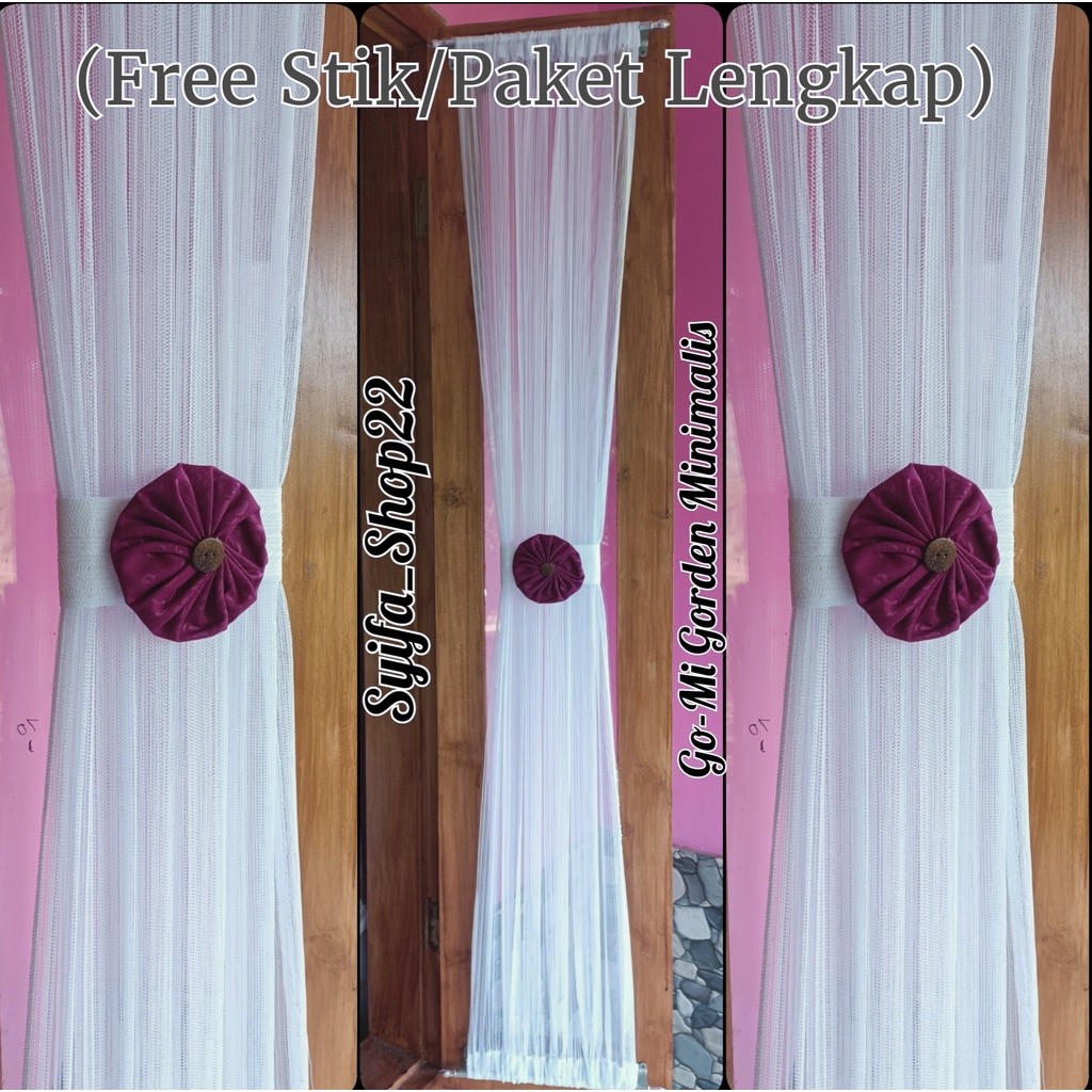 SEDEKA - (Free Batang Stik) Gorden Kupu Kupu Jendela Minimalis Fitrase Polos Kupu2 Pita Terlaris TER