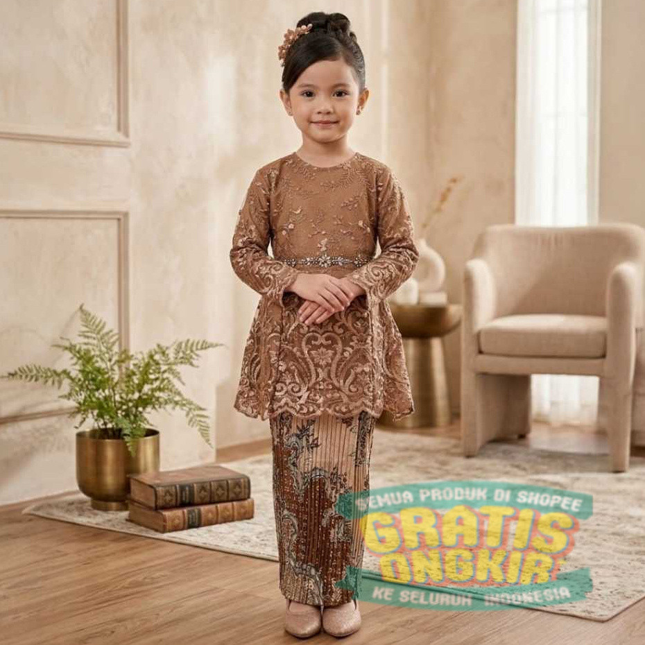 Setelan Kebaya Kutubaru Anak Rok Plisket Batik Banyak Varian Warna Dan Terbaru 2025/ pakaian perempu