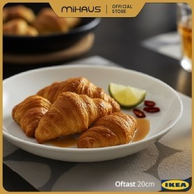 EXCLUSIVE IKEA MALAYSIA OFTAST Piring Cekung / Piring Saji Diameter 20 cm Kaca tempered - Putih  NEW