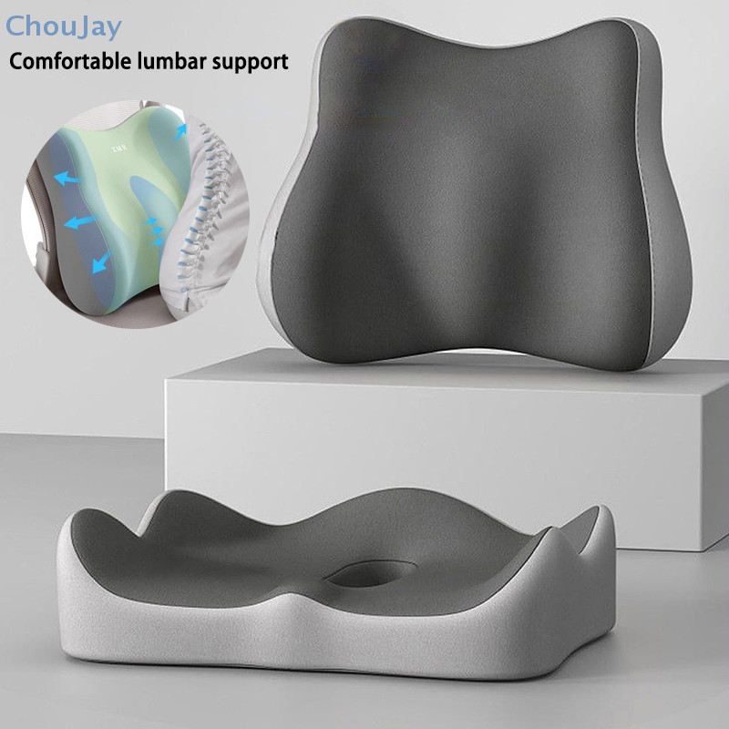 Office Seat Cushion Backrest Integrated Seat Cushion For Lumbar Support Pressure Relief Memory Foam 