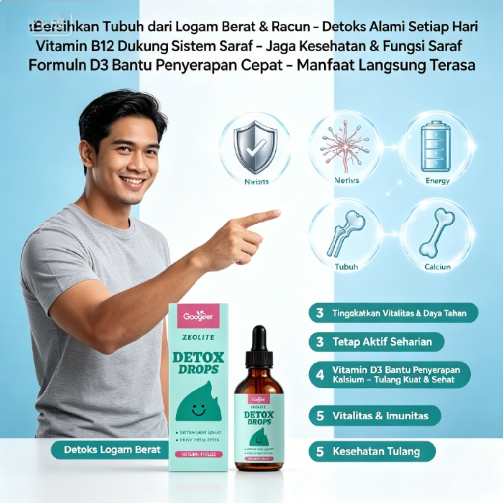 Googeer Zeolite Detox Drops Heavy Metal Detox Vitamin B12 D3 30ml