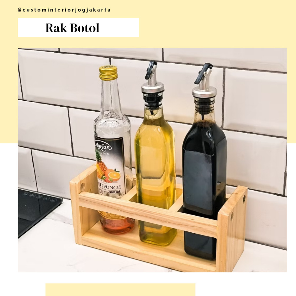 Rak Botol Kayu Isi 3 / Tempat Botol Dapur Minyak Holder rak kayu