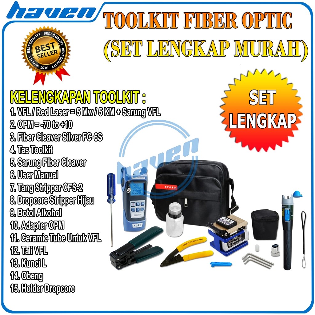 FTTH Tool Kit Set Lengkap OPM VFL Cleaver FO Fiber Optik Tool Kit FO Fiber Optic Tool Kit