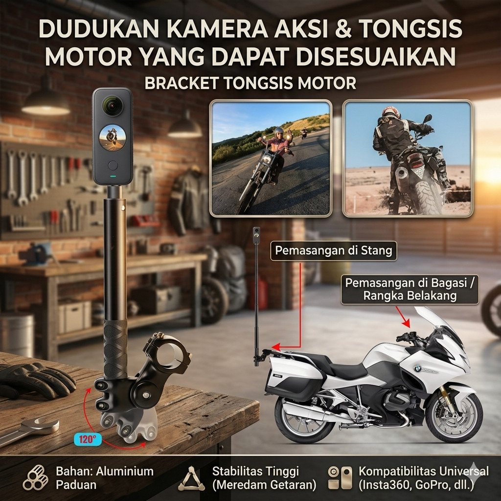 [DISKON] RUBY Bracket Mounting Tongsis Motor Action Cam D-28T Holder Kuat
