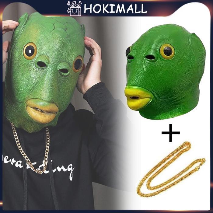 Topeng Cosplay Kepala Ikan Lucu, Bahan Latex Berkualitas untuk Pesta