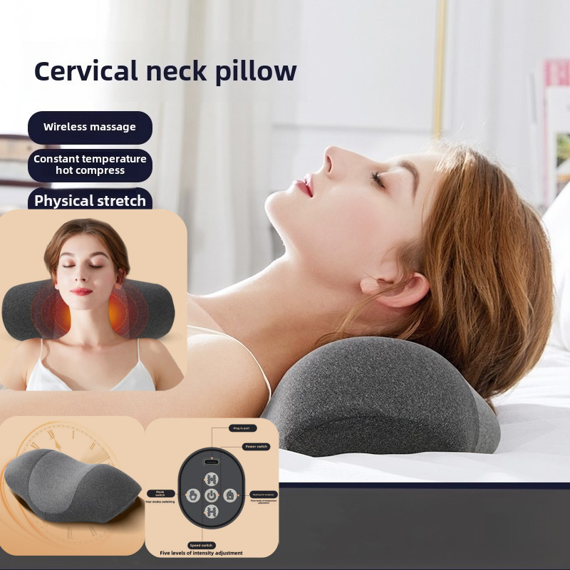 5 Buttons Electric Neck Massage Pillow Heating Vibration Massager Back Cervical Traction Relax Spine