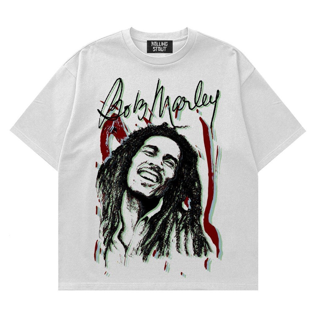 Kaos Unisex Rollingstout - T-shirt Bob Marley Abstract - Musik - Pria Wanita - Original - COD