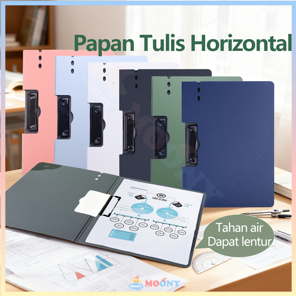 Moony Clipboard With Cover Folio Map folder A4 Aesthetic Map Dokumen Jepitan Multifungsi