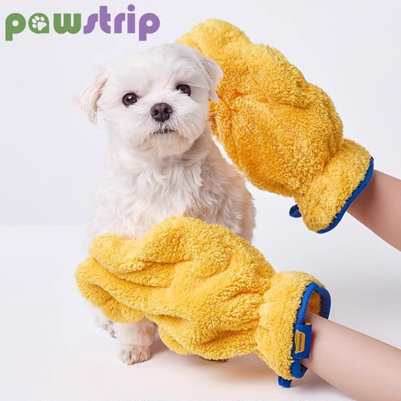 Quick-Dry Dog Bath Gloves Pet Grooming Gloves for Dog Cat Super Absorbent Dog Grooming Gloves Soft N