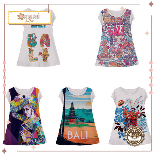 Tunik Motif Bali Dress Bali 3d Unik Baju Anak Perempuan Usia 1-12 Tahun - Kawaii.clothes