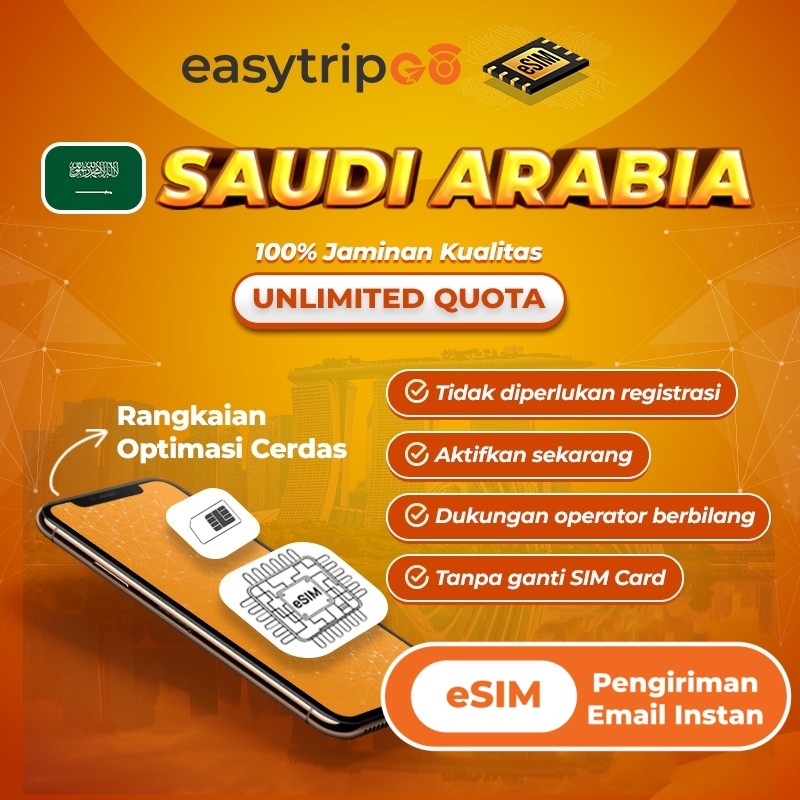 Easytripgo eSIM Umroh Saudi Arabia Kuota Unlimited Data Internet | eSIM Umroh Arab Saudi Quota Extra
