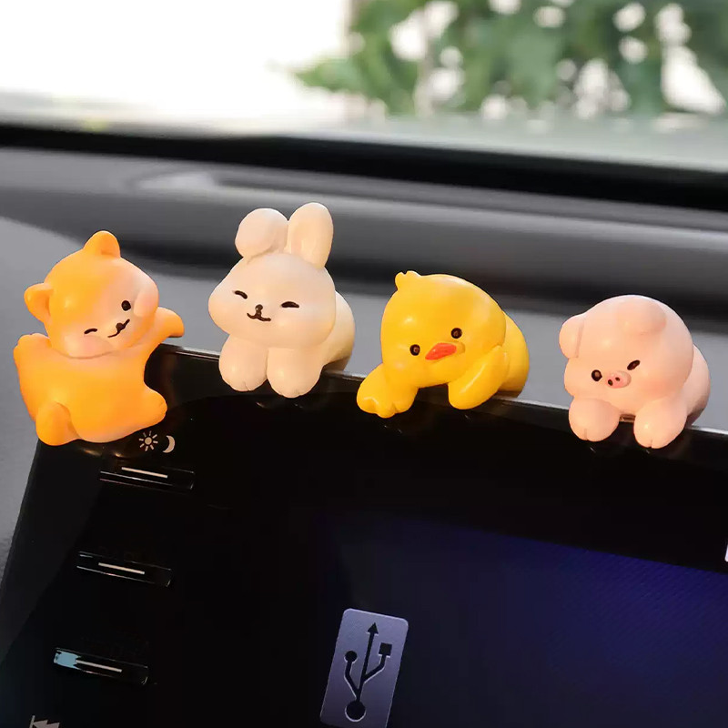 Car PC Monitor setup PC Animal Decoration / Dekorasi hiasan mobil desk setup pc Swifhome