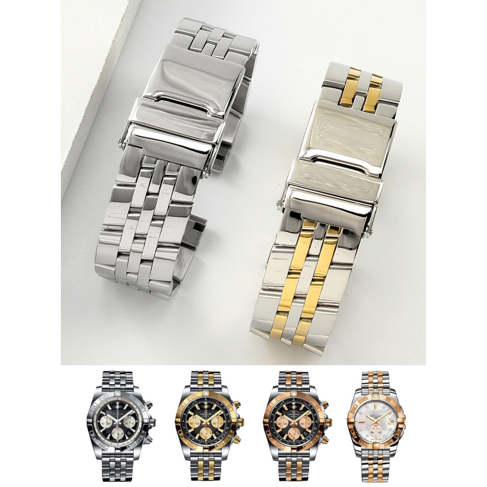 For Breitling Watbands Gold Avenger allenger Solid Stainless Steel Fold Buckle Waterproof Men 20 22 