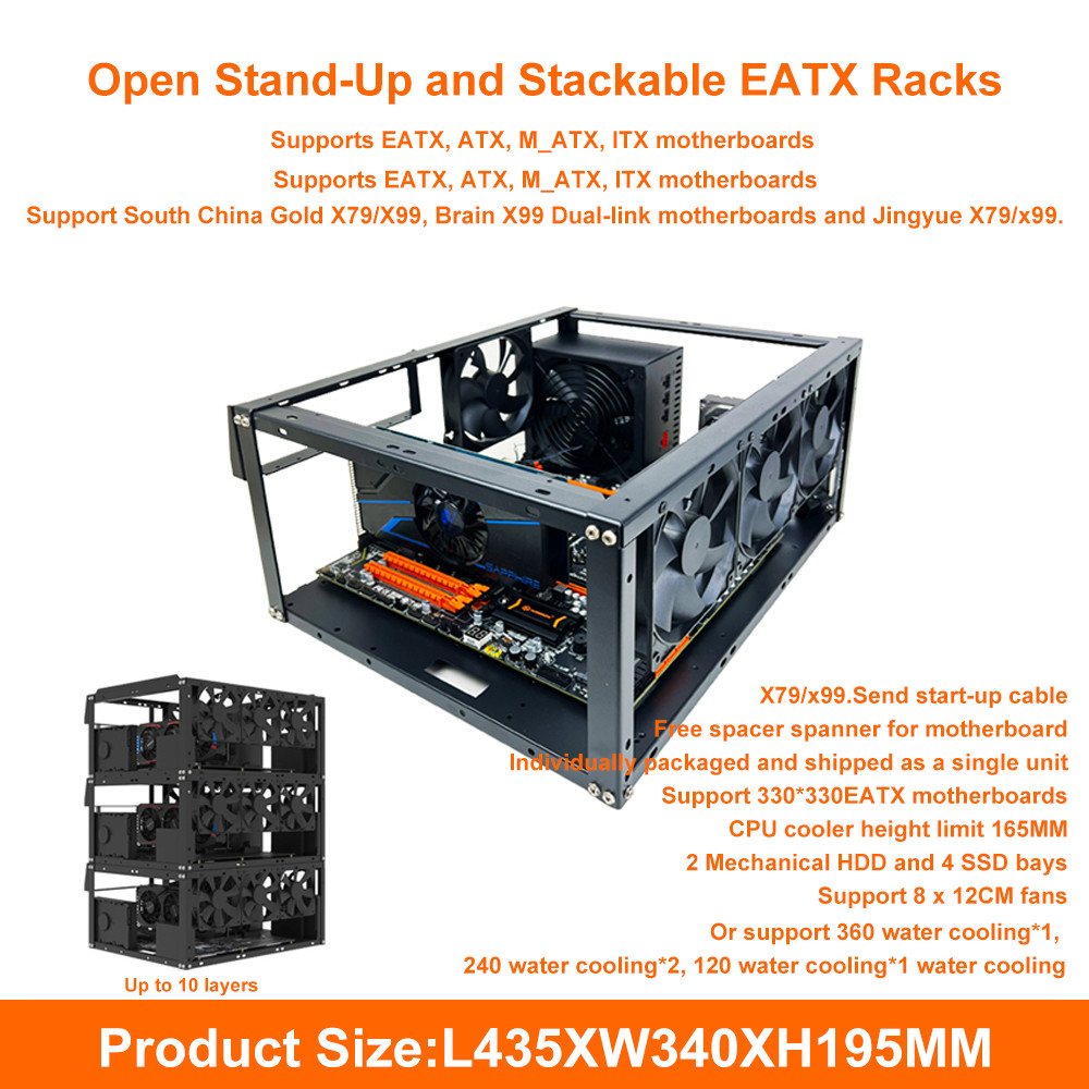 Computer Motherboard Case Rack, Stackable Open assis Rack, PC Motherboard Case Frame for ATX, MICROO