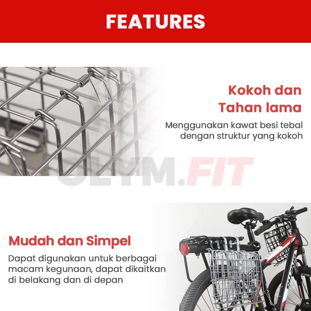 PROMOKeranjang Sepeda Lipat Foldable Basket Untuk Sepeda Dewasa MTB Seli Lipat Aksesoris SepedaTERLA