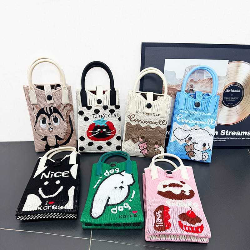 Knitted Mini Sling Bag Premium Tas HP Rajut Selempang Wanita Korean Style MOTIF DIAMOND