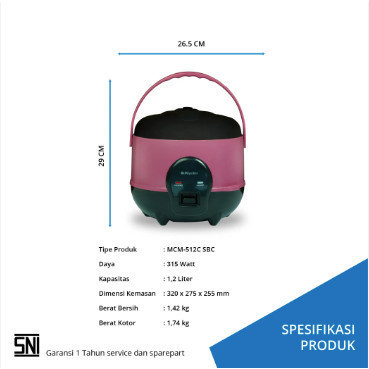 Miyako MCM512CSBC Magic Com Rice Cooker 1.2L Putih