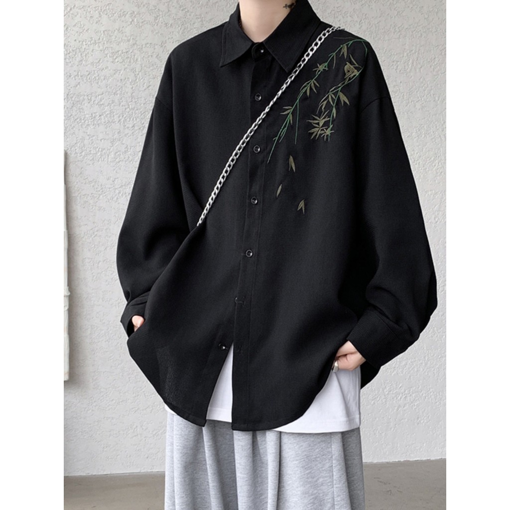 Kemeja Bordir Gaya Cina Baru untuk Pria