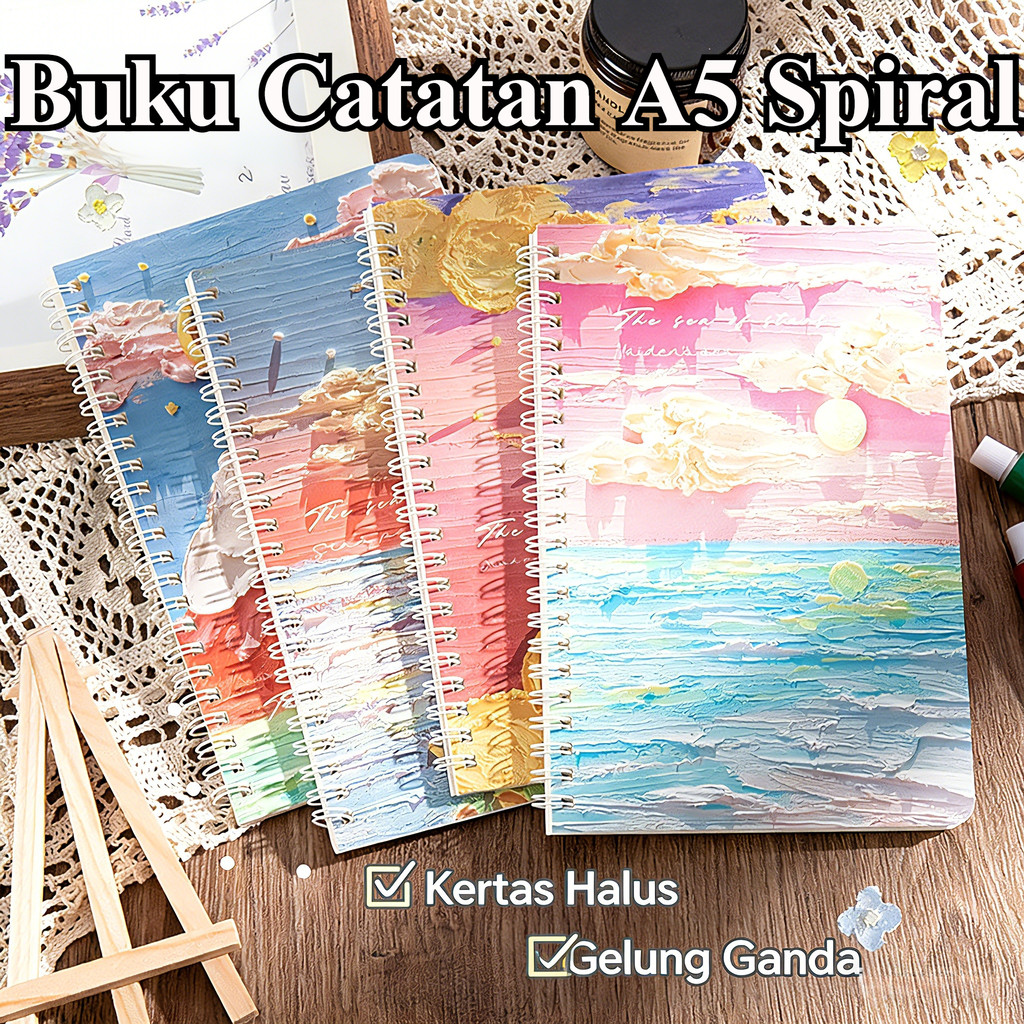 Buku Catatan Spiral A5 Estetik dengan Desain Lucu untuk Sekolah, Diary & Hadiah Anak