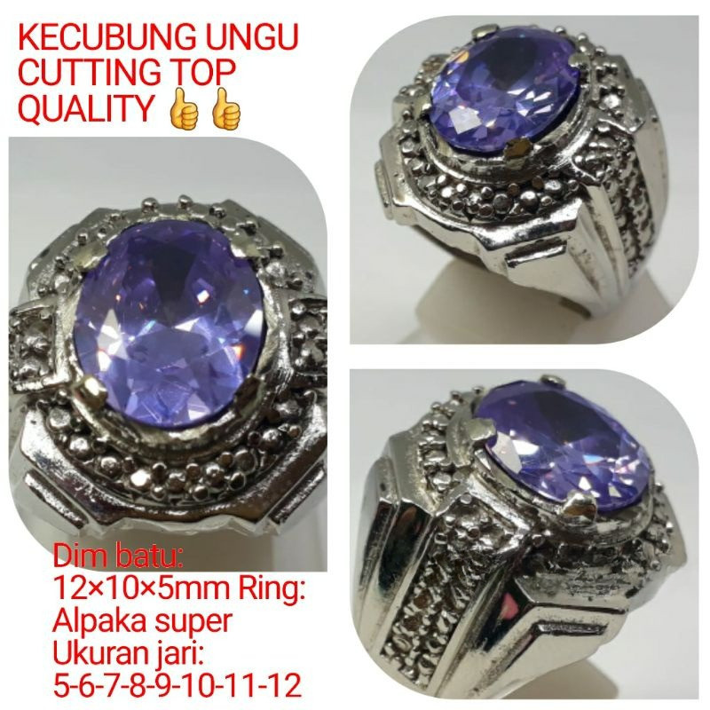 CINCIN BATU PERMATA KECUBUNG UNGU CUTTING CRYSTAL