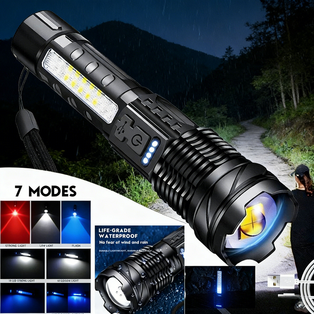 [ COD] Senter LED Chargeable Senter Cas Senter Super Terang Zoom 7 Mode Cahaya SenterSenter Ringan T