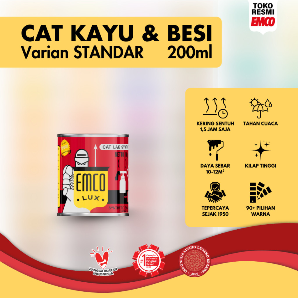 Emco Lux Cat Kayu & Besi Gloss Finish - Kaleng Mini 200ml