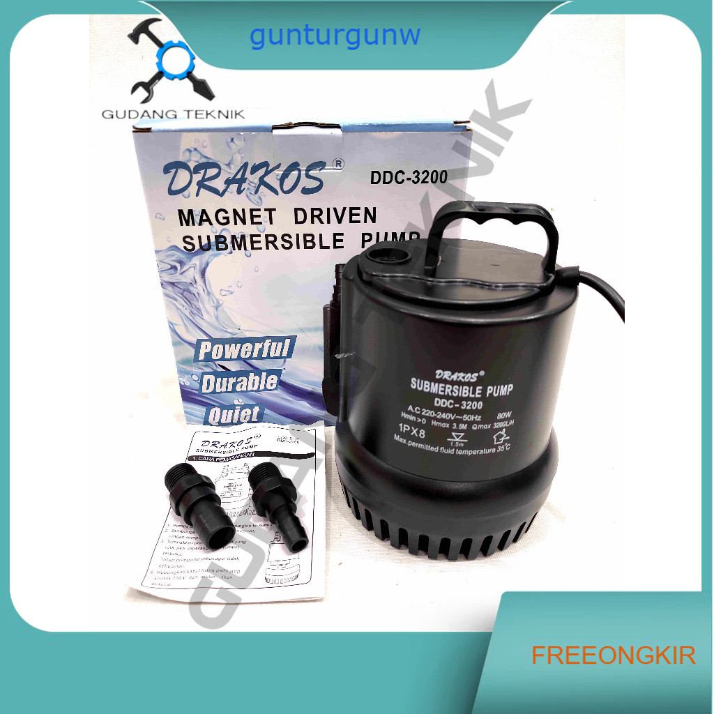 Pompa Air Celub DDC3200 DRAKOS / Mesin Pompa Air Celup Kolam Ikan DDC 3200 - Submersible Pump DRAKOS