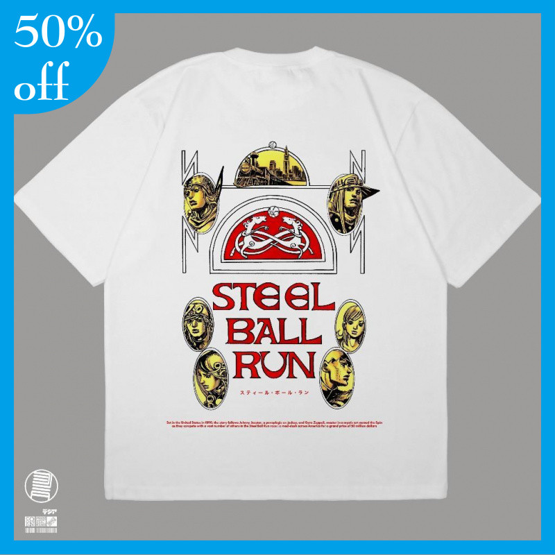 T-Shirt Steel Ball Run Jojo Bizarre Adventure Johnny Joestar Gyro Zeppeli Anime Manga Wibu Jepang Ka