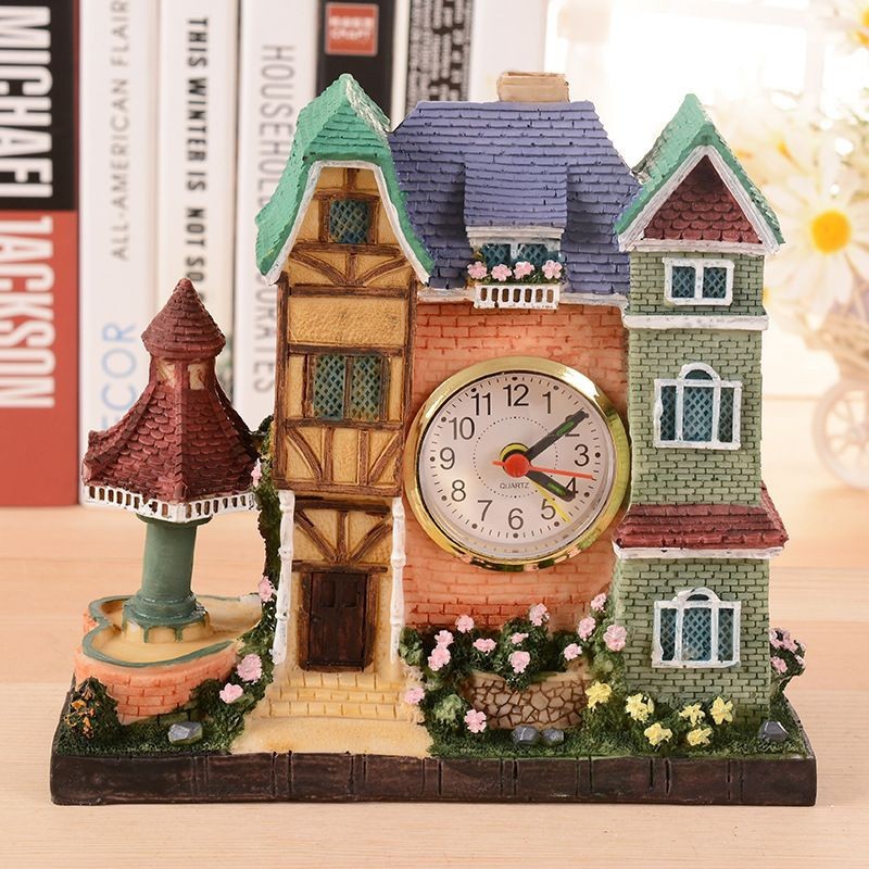 READY Jam Meja Model Rumah Kastil Resin Estetik