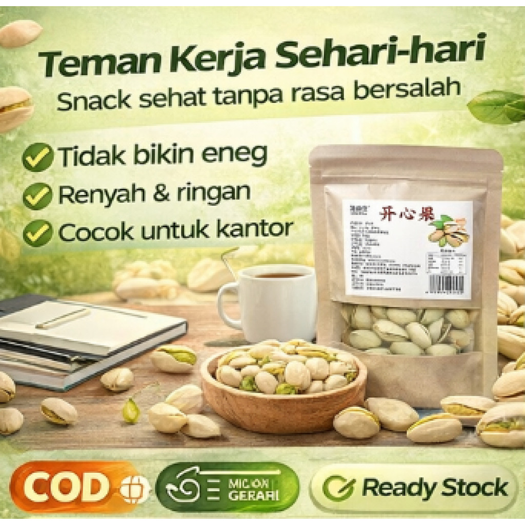 [Beli 1 Gratis 1] 100g Pistachio Kacang Panggang Renyah Camilan Sehat Siap Makan/Kacang Pistachio Bi