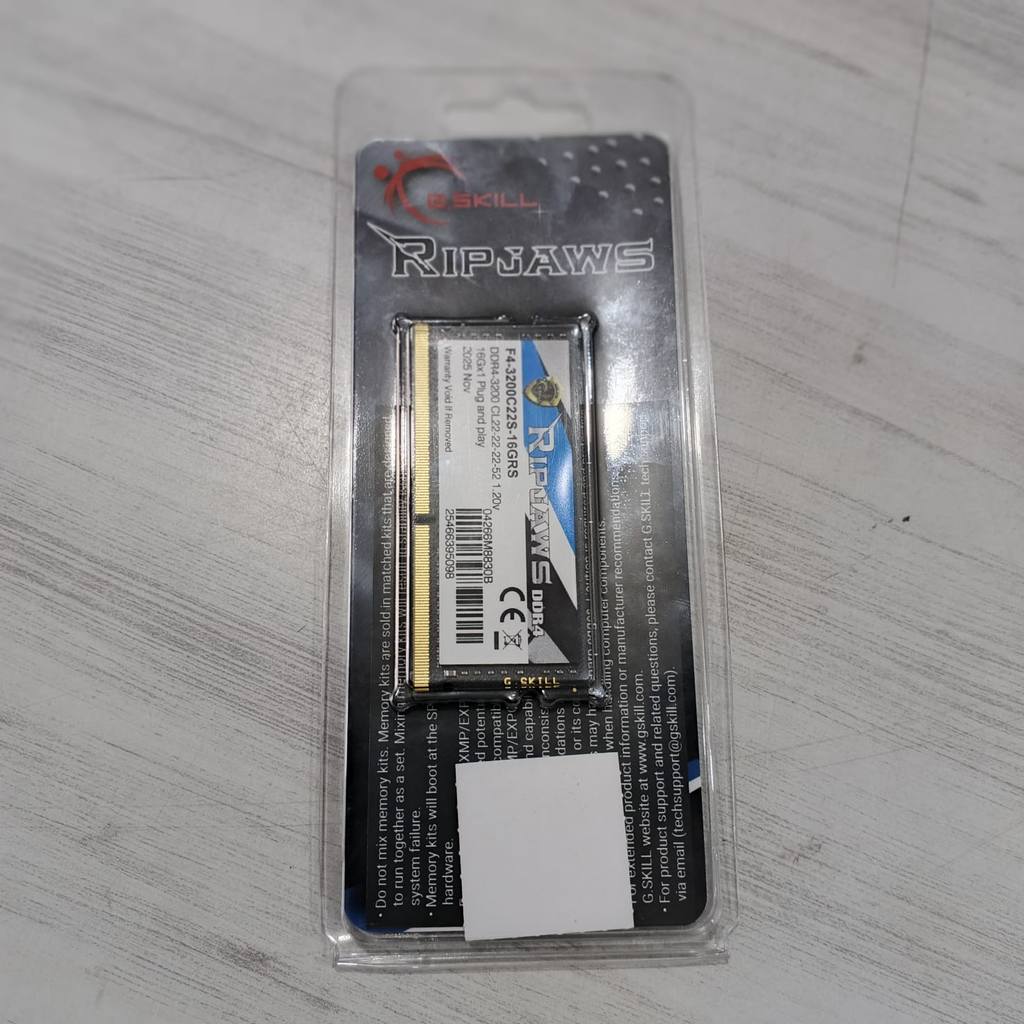 G.SKILL F4-3200C22S-16GRS Ripjaws SODIM DDR4 16GB 3200