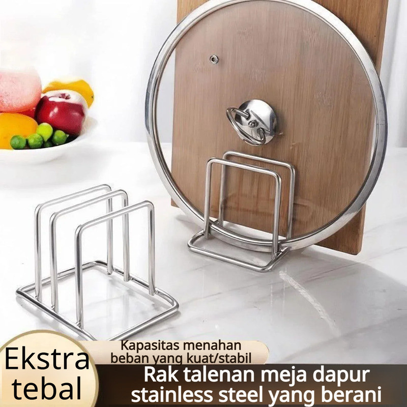 Hemat Ruang Dapur  Rak Penyimpanan Multifungsi Stainless Steel Untuk Talenan Dan Tutup Panci Rak Dap
