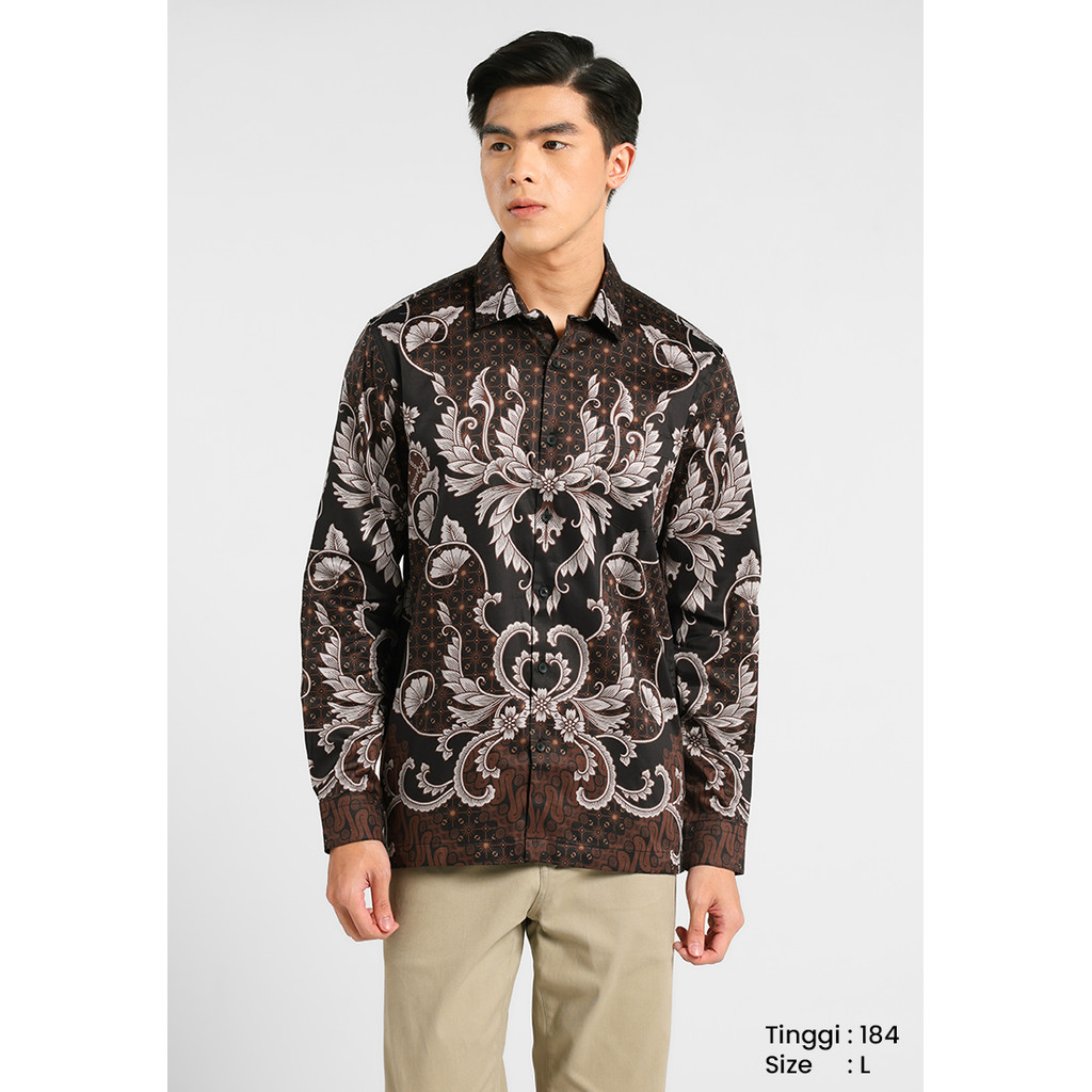 MANZONE - Kemeja Batik Lengan Panjang Rama Modern Fit -  Black