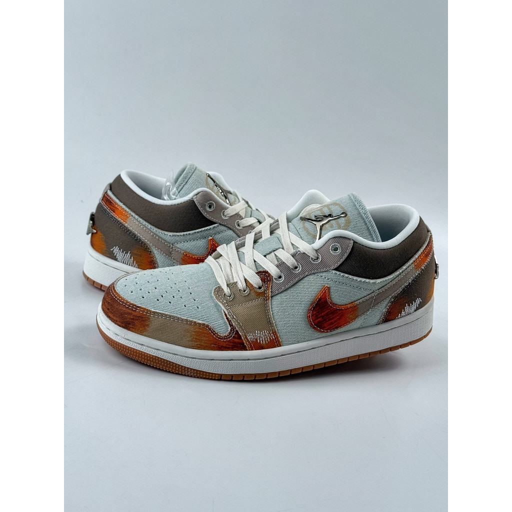 Jordan Air Jordan 1 Low SE Biru Cokelat - Sepatu Pria Retro Nyaman Fashion Anti Aus